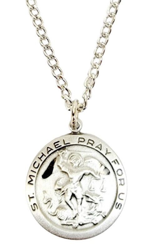 24" Saint Michael Pewter Necklace