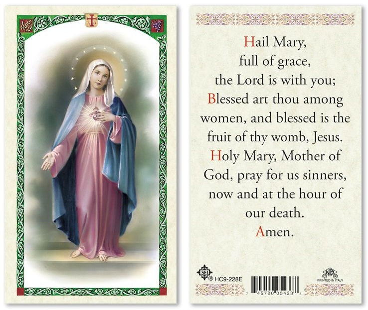 Hail Mary Holy Prayer Card Laminated – San Juan Basilica Giftshop