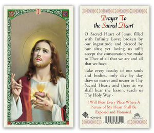 Prayer to the Sacred Heart Holy Prayer Card Laminated (ENGLISH/SPANISH)