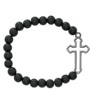 Black Matte Cross Stretch Bracelet