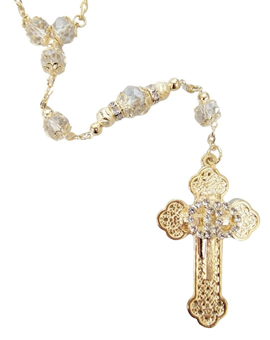 Gold Crystal Bead Wedding Rosary