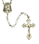 Our Lady of Guadalupe Opaque White Bead with Crystal Rosary