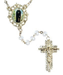 Saint Peregrine Clear Crystal Rosary with Stone Cross