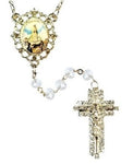 Our Lady of Fatima Clear Crystal Rosary with Stone Cross