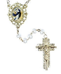 Mary Undoer of Knots Clear Crystal Rosary with Stone Cross