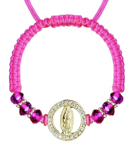 Our Lady of Guadalupe Cut Out Medal Cord Bracelet (MORE COLORS)