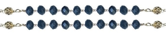 Our Lady of Sorrows Dark Midnight Blue Crystal Rosary