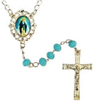 Our Lady of Grace Aqua Blue Crystal Rosary