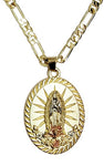 24" Our Lady of Guadalupe Tri Color Gold Plated Necklace
