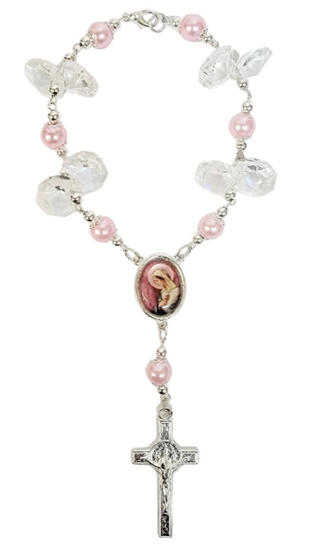 Crystal Pearl Bead Car Rosary (MORE SAINTS)