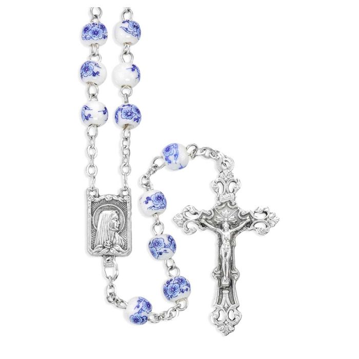 6mm Blue Porcelain Rosary