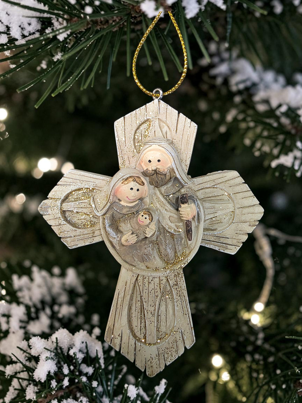 4" Holy Family Cross Ornament