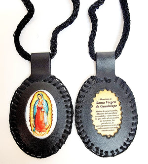 Assorted Saint Leather Braided Scapular
