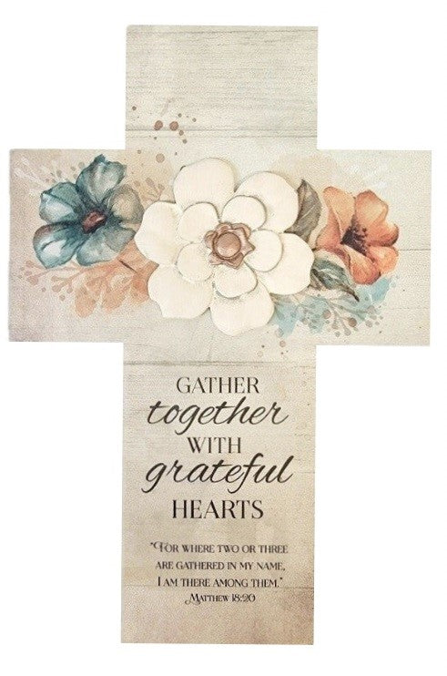 11" Grateful Hearts Wall Cross