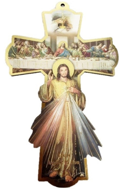 8.25" Divine Mercy Wood Cross