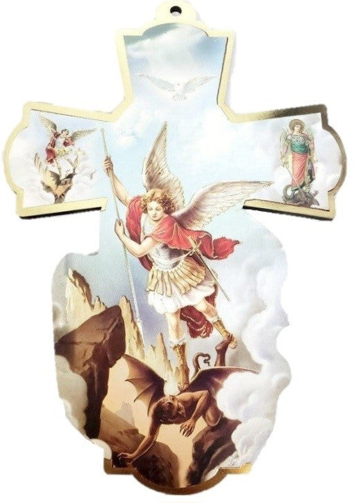 Saint Michael Wood Cross (MORE SIZES)