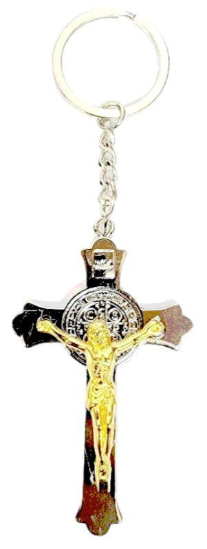 Saint Benedict 2 Tone Crucifix Key Chain