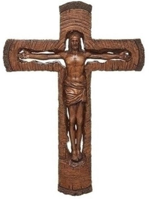 12" Carved Wood Crucifix