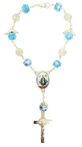 Gold Angel Bead Car Rosary with Benedict Medals (MORE SAINTS)