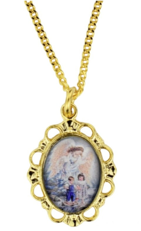 18" Gold Plated Guardian Angel Necklace