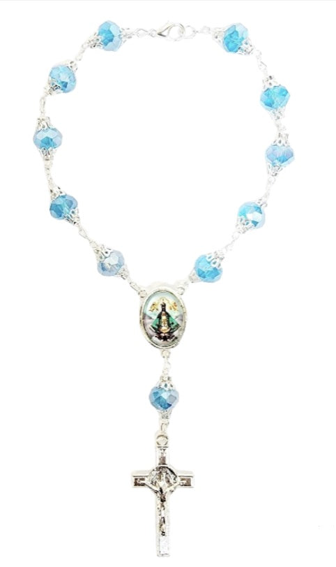 Silver Car Rosary (MORE SAINTS)