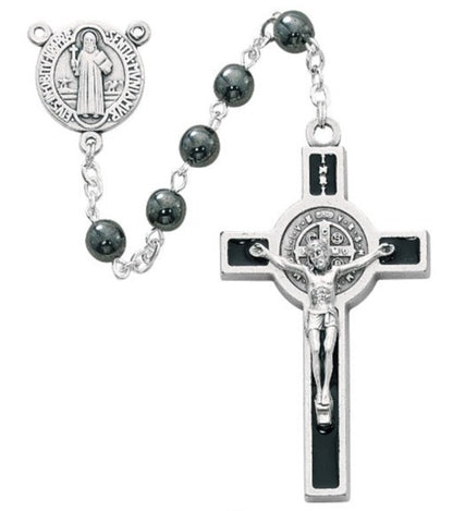 Hematite Saint Benedict Rosary