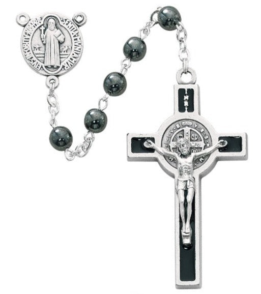 Hematite Saint Benedict Rosary