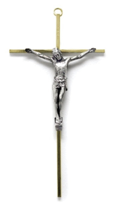 10" Two Tone Metal Crucifix
