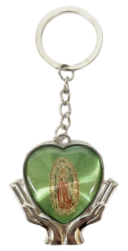 Our Lady of Guadalupe Heart on Hands Key Chain (MORE COLORS)