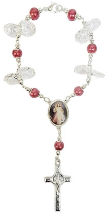 Crystal Pearl Bead Car Rosary (MORE SAINTS)
