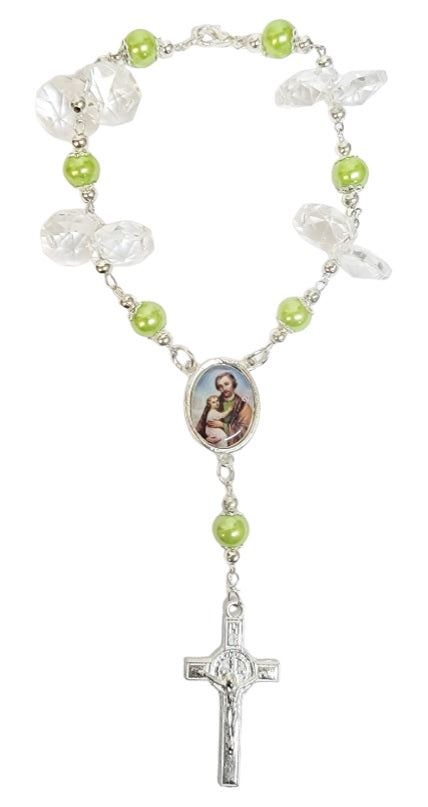 Crystal Pearl Bead Car Rosary (MORE SAINTS)