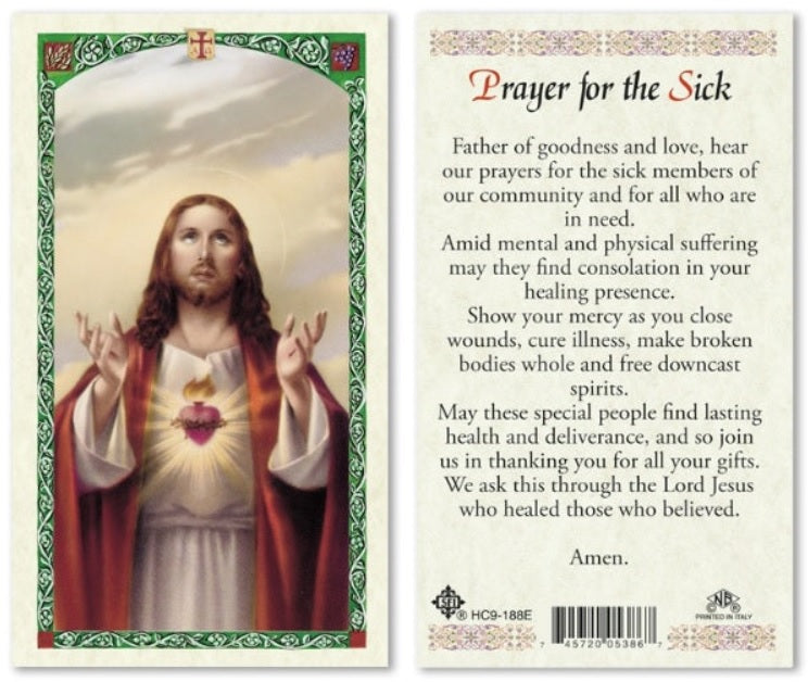 Prayer For The Sick Holy Prayer Card Laminated ENGLISH SPANISH San Prayer for the sick holy prayer card laminated english spanish san