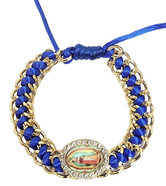 Our Lady of Guadalupe Oval Chain Cord Bracelet (MORE COLORS)
