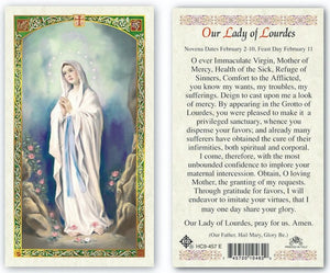 Our Lady of Lourdes Holy Prayer Card Laminated