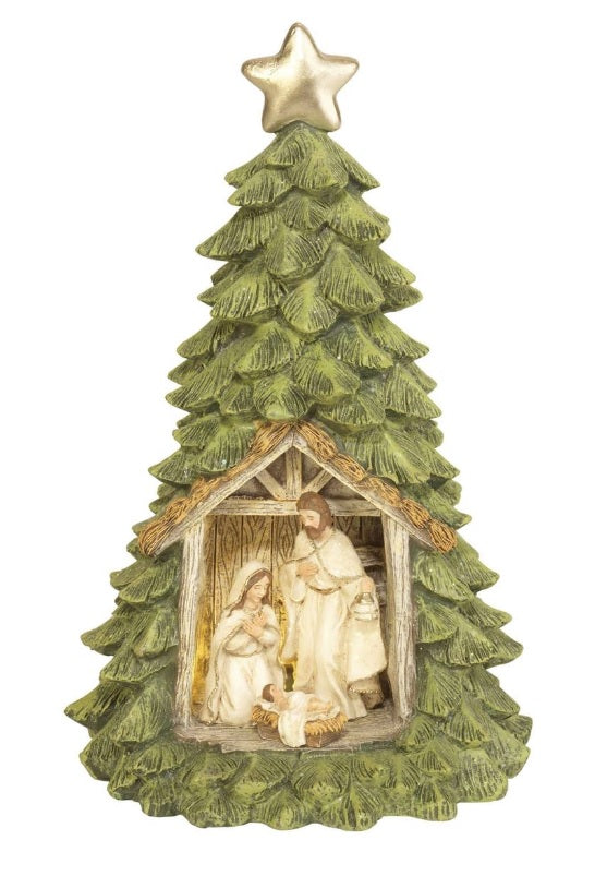 9.75" Holy Family in LED Christmas Tree