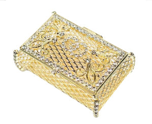 Gold Rhinestone Wedding Ring Wedding Box with Coins