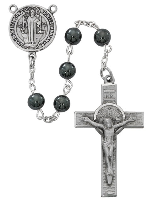 Saint Benedict Hematite Rosary