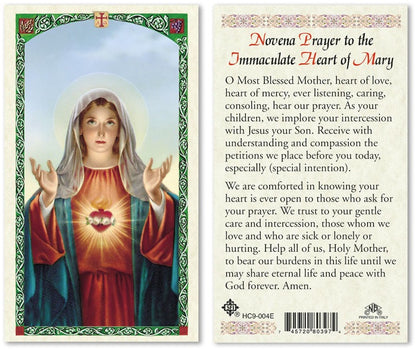 Novena Prayer to the Immaculate Heart of Mary Holy Prayer Card Laminated (ENGLISH/SPANISH)