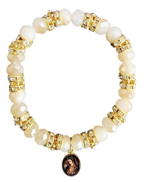 Our Lady Of Guadalupe Crystal Stretch Bracelet (MORE COLORS)