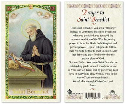 Prayer to Saint Benedict Holy Prayer Card Laminated (ENGLISH/SPANISH)