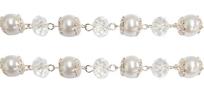 Rose Gold Pearl and Crystal Bead Wedding Rosary