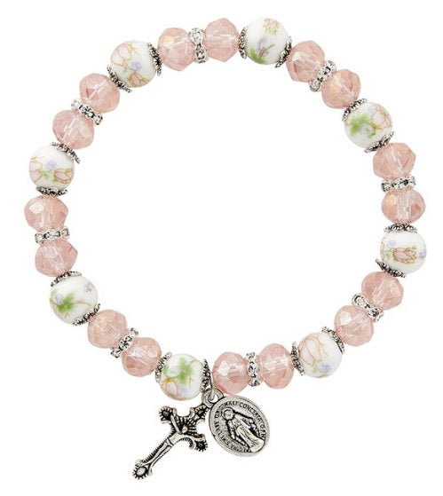 Miraculous with Cross Floral Stretch Bracelet (MORE COLORS)