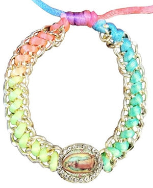 Our Lady of Guadalupe Oval Chain Cord Bracelet (MORE COLORS)