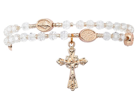 Miraculous Crystal Copper Twistable Rosary Bracelet