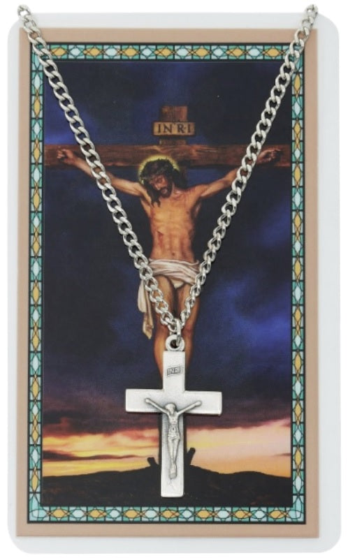 24" Crucifix Necklace with Prayer Card