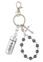 Holy Water with Hematite One Decade Rosary Key Chain (MORE COLORS)