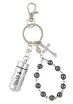 Holy Water with Hematite One Decade Rosary Key Chain