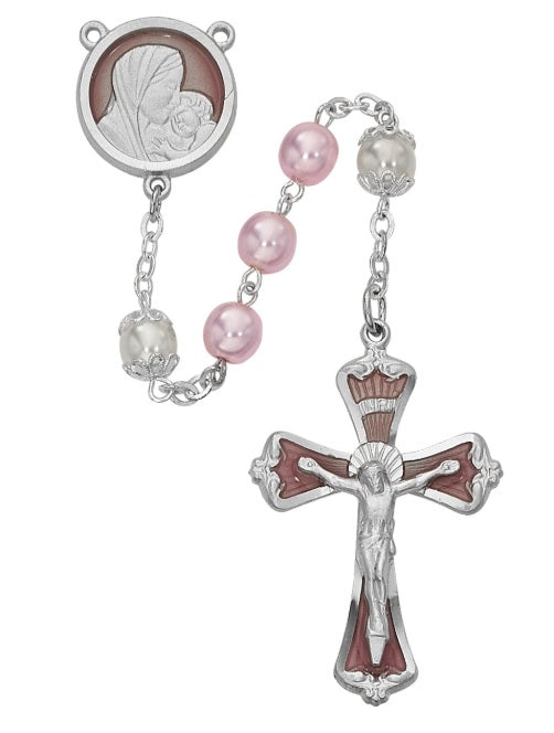 7MM Pink Pearl Rosary