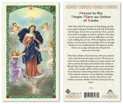 Prayer to the Virgen Mary as Untier of Knots Holy Prayer Card Laminated (ENGLISH/SPANISH)
