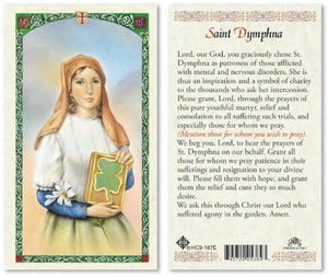 Saint Dymphna Holy Prayer Card Laminated (ENGLISH/SPANISH)
